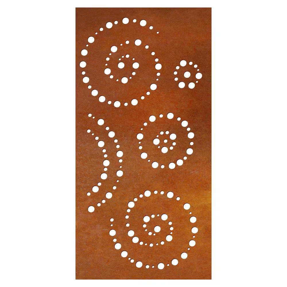 Spiral 3 Ft. X 6 Ft. Oxy-Shield Weathered Steel Decorative Screen Panel in Rust