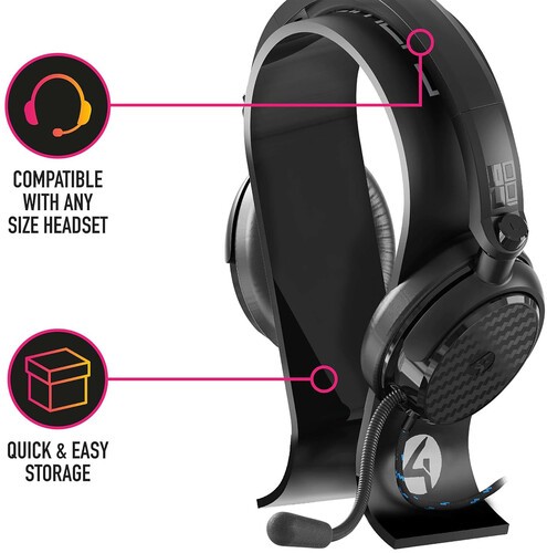 PC Accessory: 4Gamers Headset Stand - Black: Compatible with PC, PS5, and Xbox O