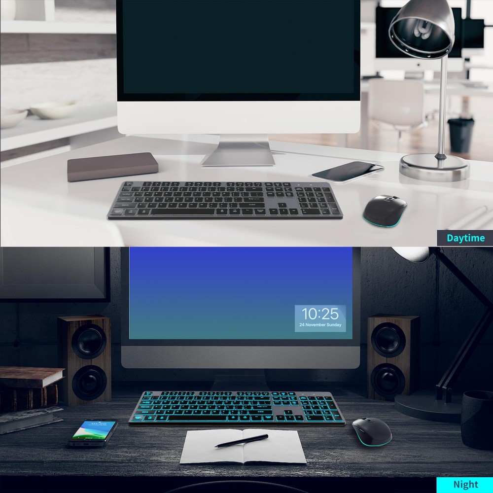 POWZAN Backlit Wireless Keyboard and Mouse RF425S(keyboard+mouse combo)