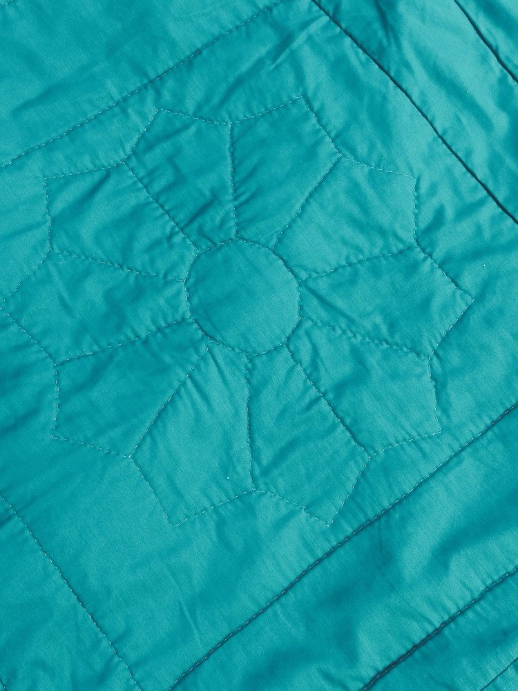 Vintage Handmade Quilt 80x88 Teal Blue Patchwork