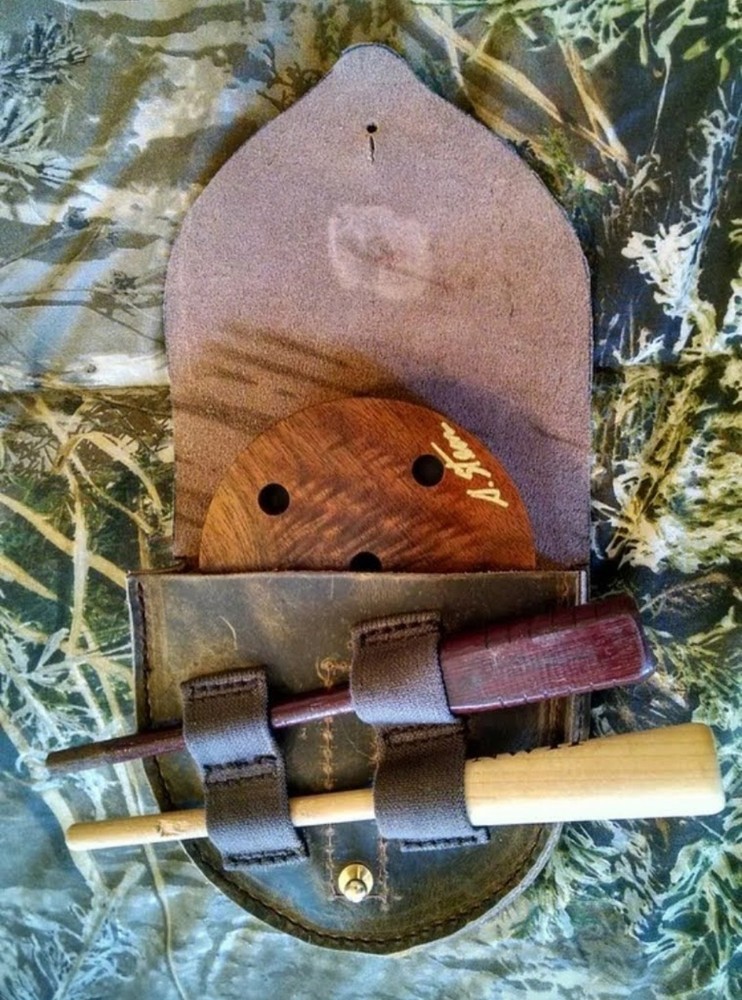 Yoder409 handcrafted leather single friction slate glass turkey call holster 
