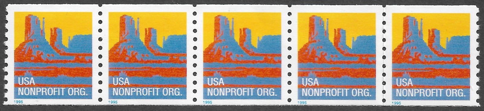 US Stamp #2902 5c. Butte Coil Strip of 5 MNH