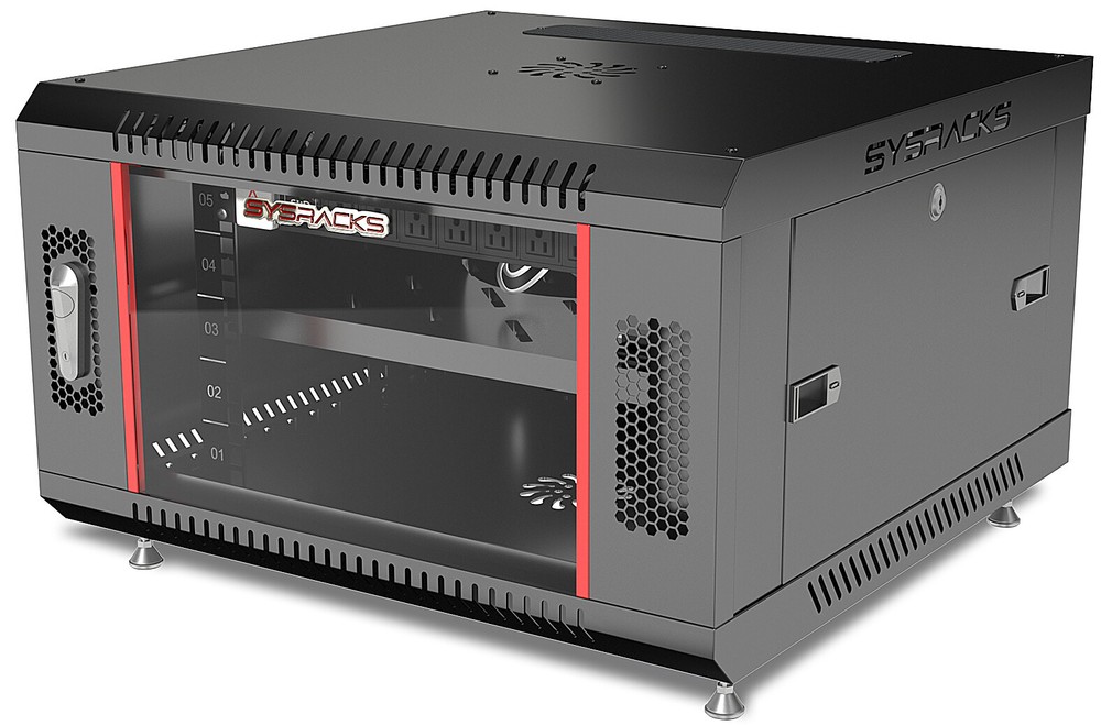 6U Server Rack Locking Network Cabinet Data Enclosure with PDU-Feet-Fan-Shelf