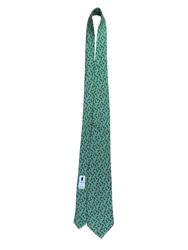 Vineyard Vines Mens Green Silk Candy Cane Patterned Tie