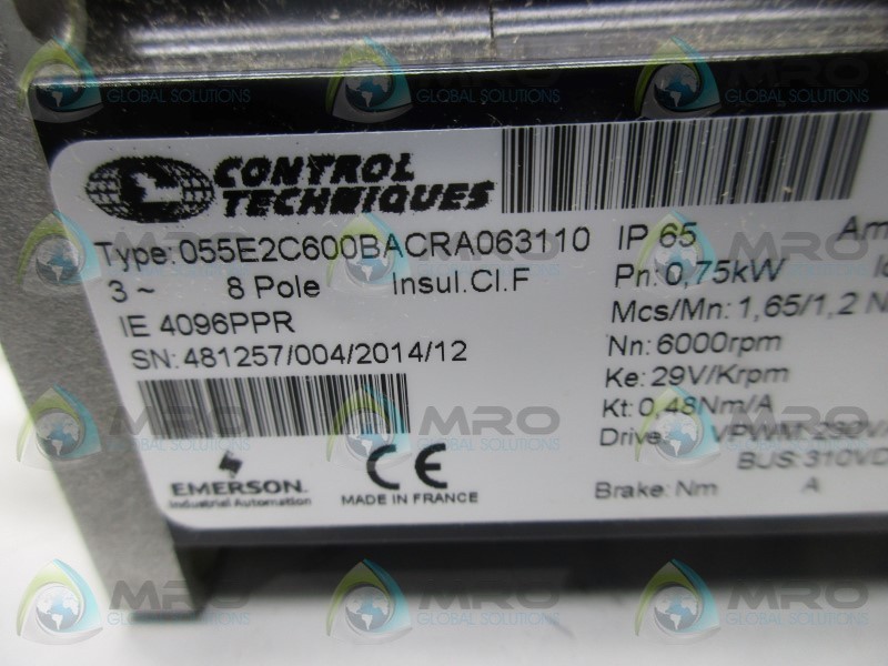 CONTROL TECHNIQUES 055E2C600BACRA063110 SERVO MOTOR NSMP