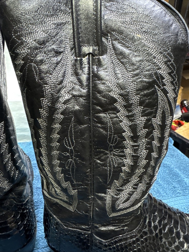 Dan Post Hand Crafted Exotic Black Python Boots Size 11D Leather Upper