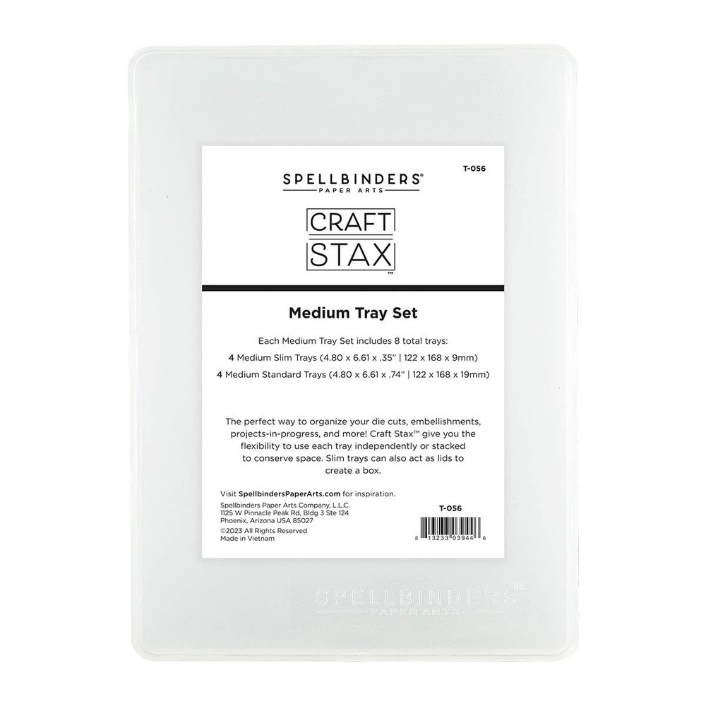 Stackable Medium Set 4 Trays 4 Lids Craft STAX Storage Clear