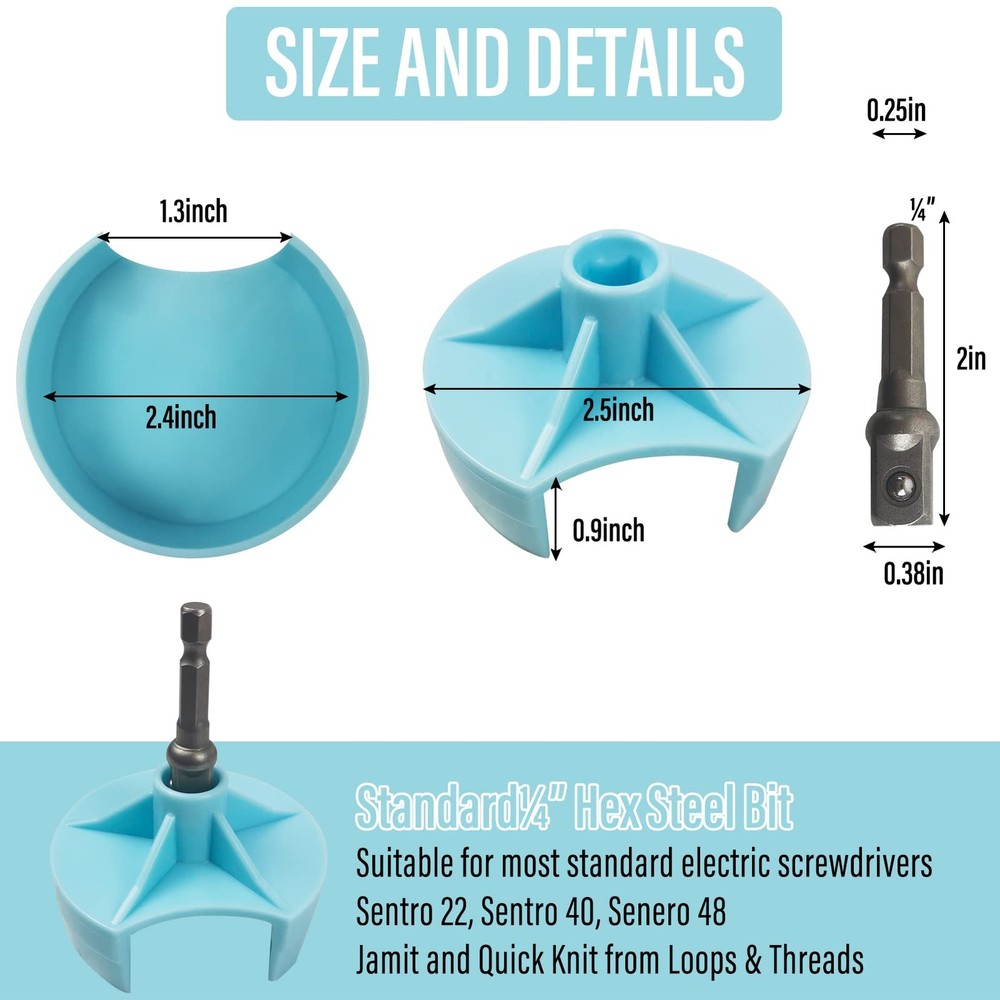 Knitting Machine Adapter Drill Attachment for Sentro Knitting Machine w/ 4 Ad...