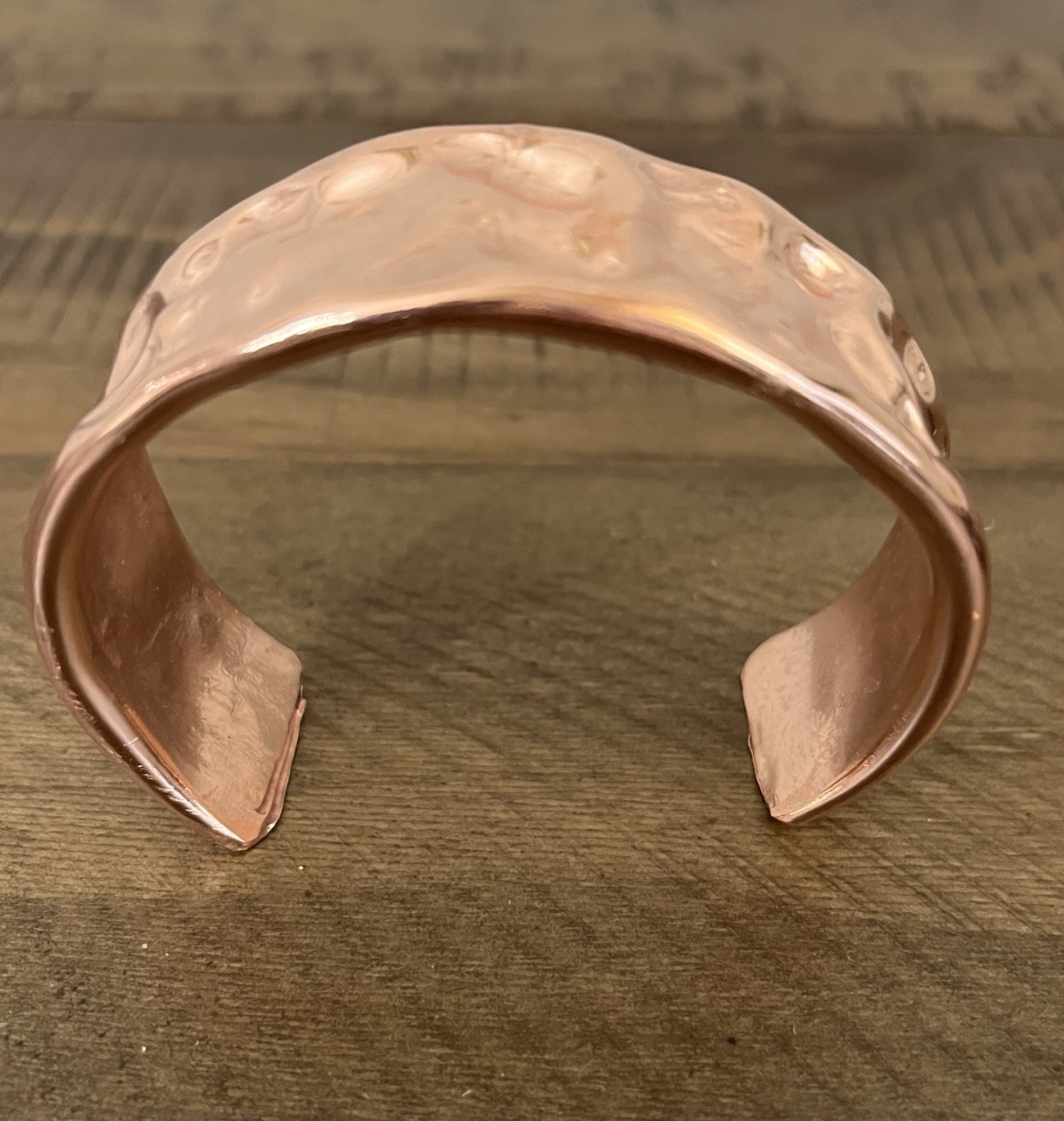 Brutalist Heavy Thick Women’s Hammered Wide Copper Artisan Cuff Bracelet Shiny