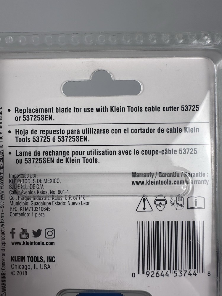 Klein Tools 53726SEN BX Cutter Replacement Blade Cable Cutter Blade New