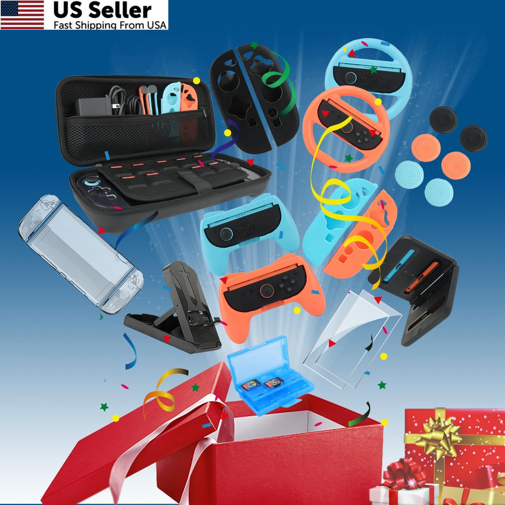 Switch 2 Accessories Bundle for Nintendo 2, 2 Kit-Orange Blue