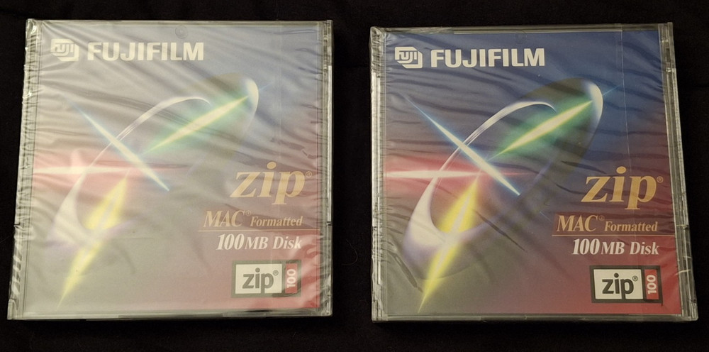 Fujifilm Zip Disk 100MB – MAC Formatted – Vintage Data Storage – Sealed 2-Pack