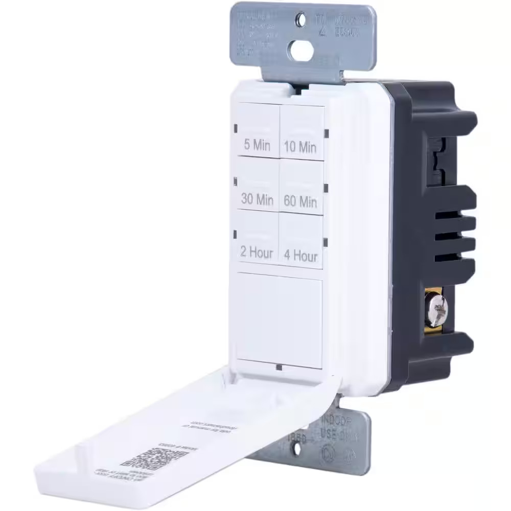 6-Setting Indoor Push Button Countdown Timer with Door, White