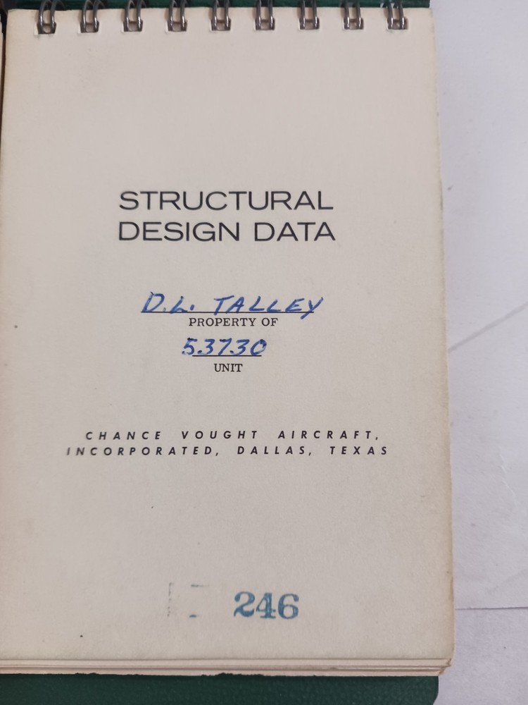 LTV/Vought Set 2 Structural Design Data Reference Pocket Manuals 1955 & 1965 VTG