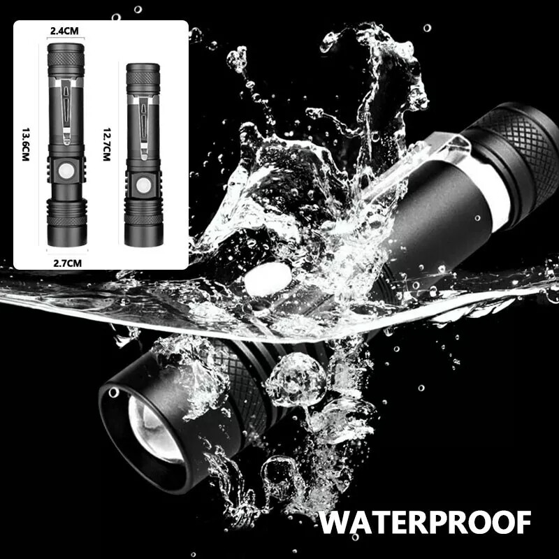 2pcs Chargeable Super Bright LED Tactical Flashlight Zoom Tactical Flashlight US