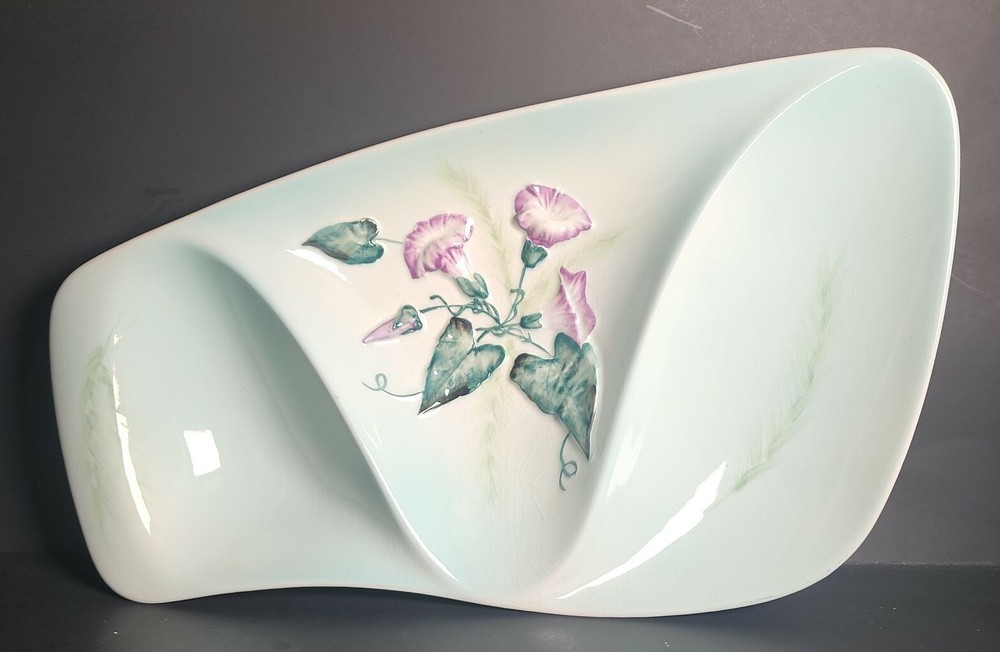 Vintage Carlton Ware Australian Design Green 3 Divided Footed Serving Dish 13"