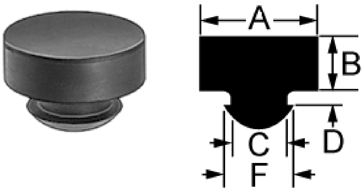 (8 PACK) 1/2" Black Rubber Push-In Bumpers (Feet) sku# RB-500