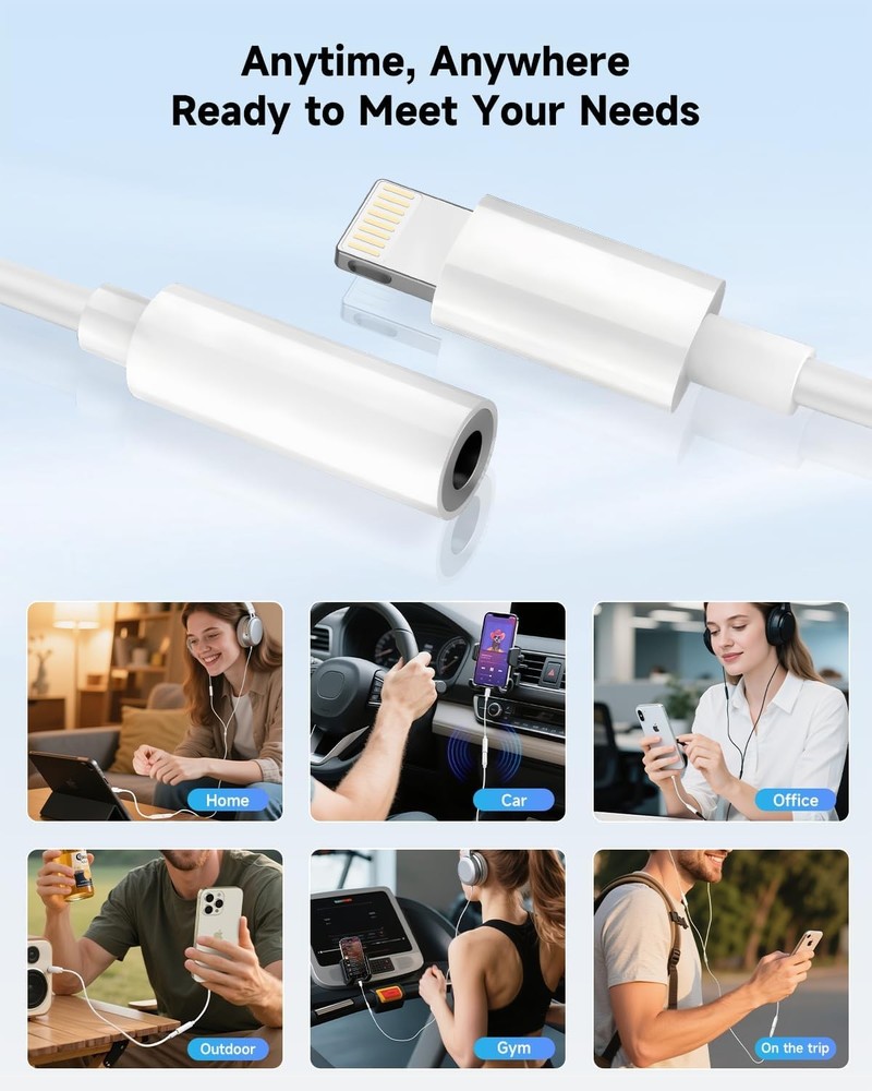 [Apple MFi Certified] 2 Pack Lightning to 3.5 mm White/Lightning 2Pack