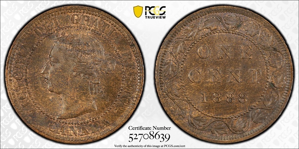 1888 Canada large cent PCGS MS63BN
