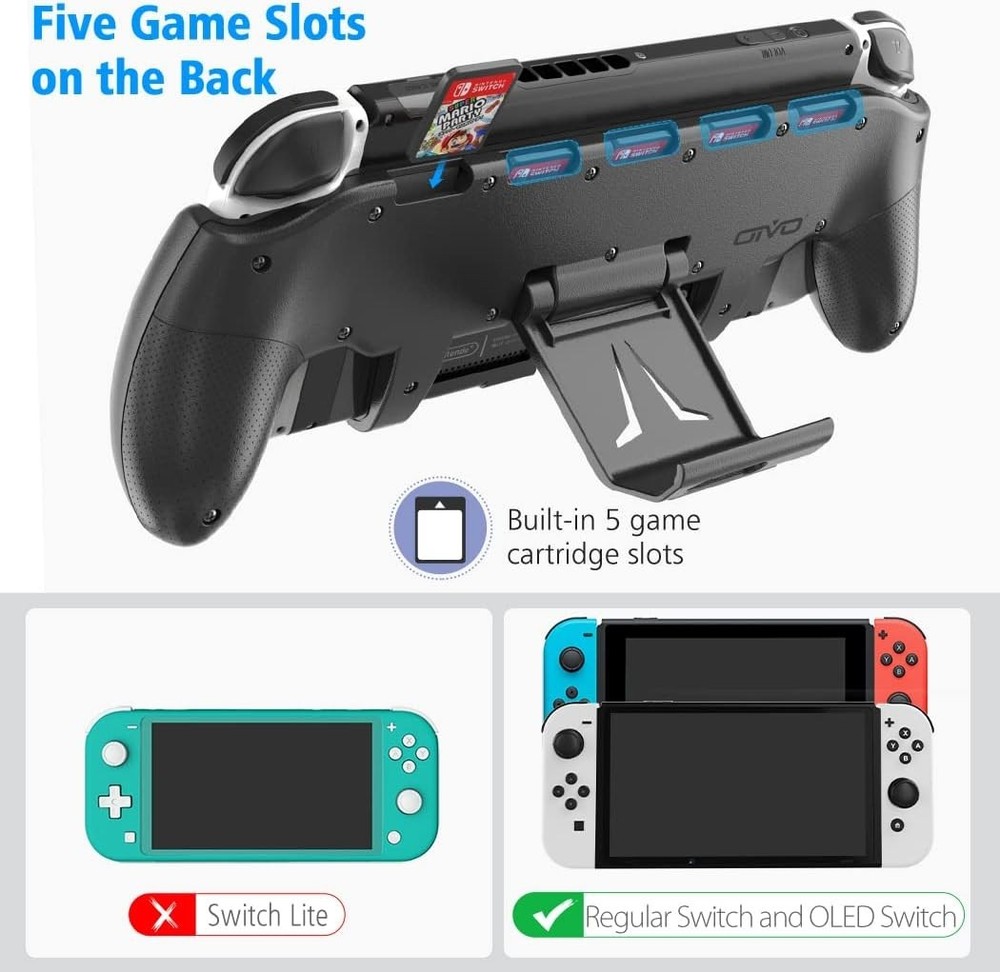 Switch Grip with Upgraded Adjustable Stand, Asymmetrical Grip with Adjustable...