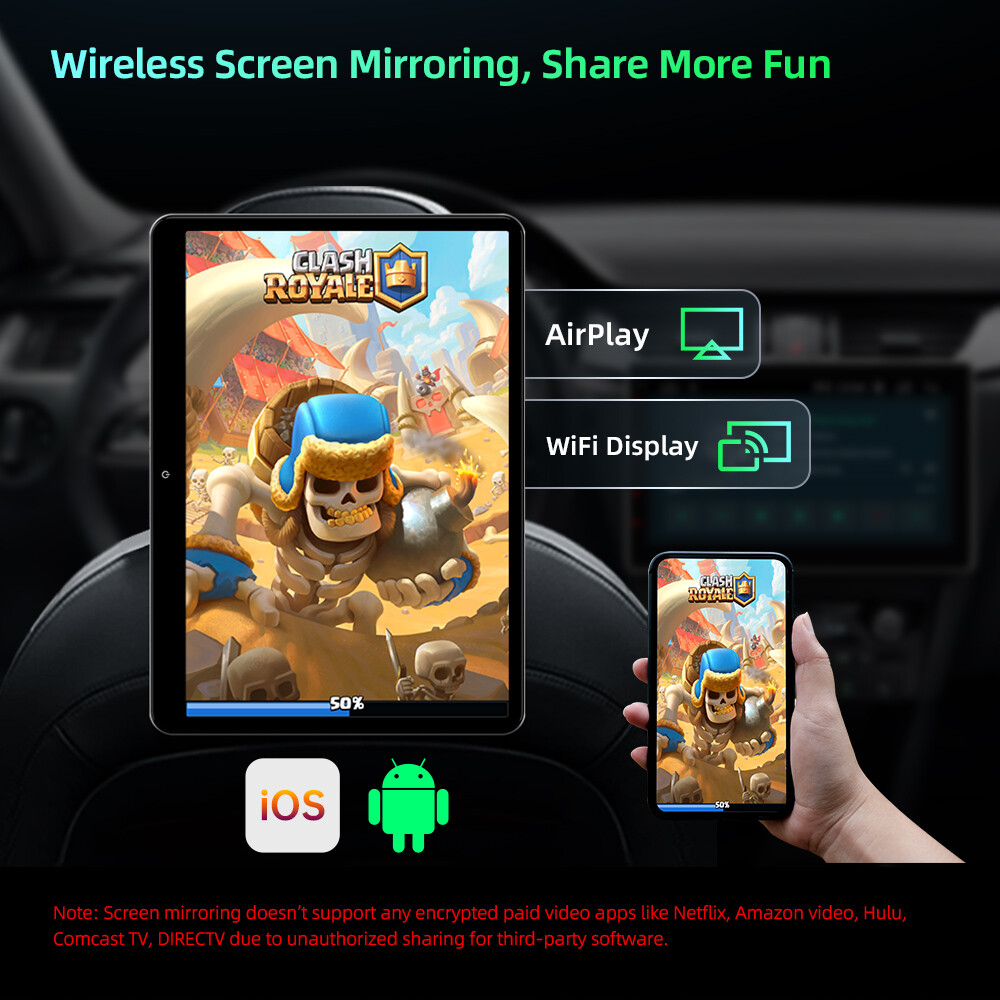 2x 14'' Android 11 Headrest Monitor Video Player Car TV Touch Screen WiFi USB 4K