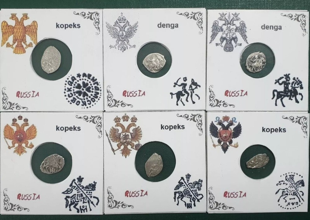 RUSSIA SET 6 silver wire coins