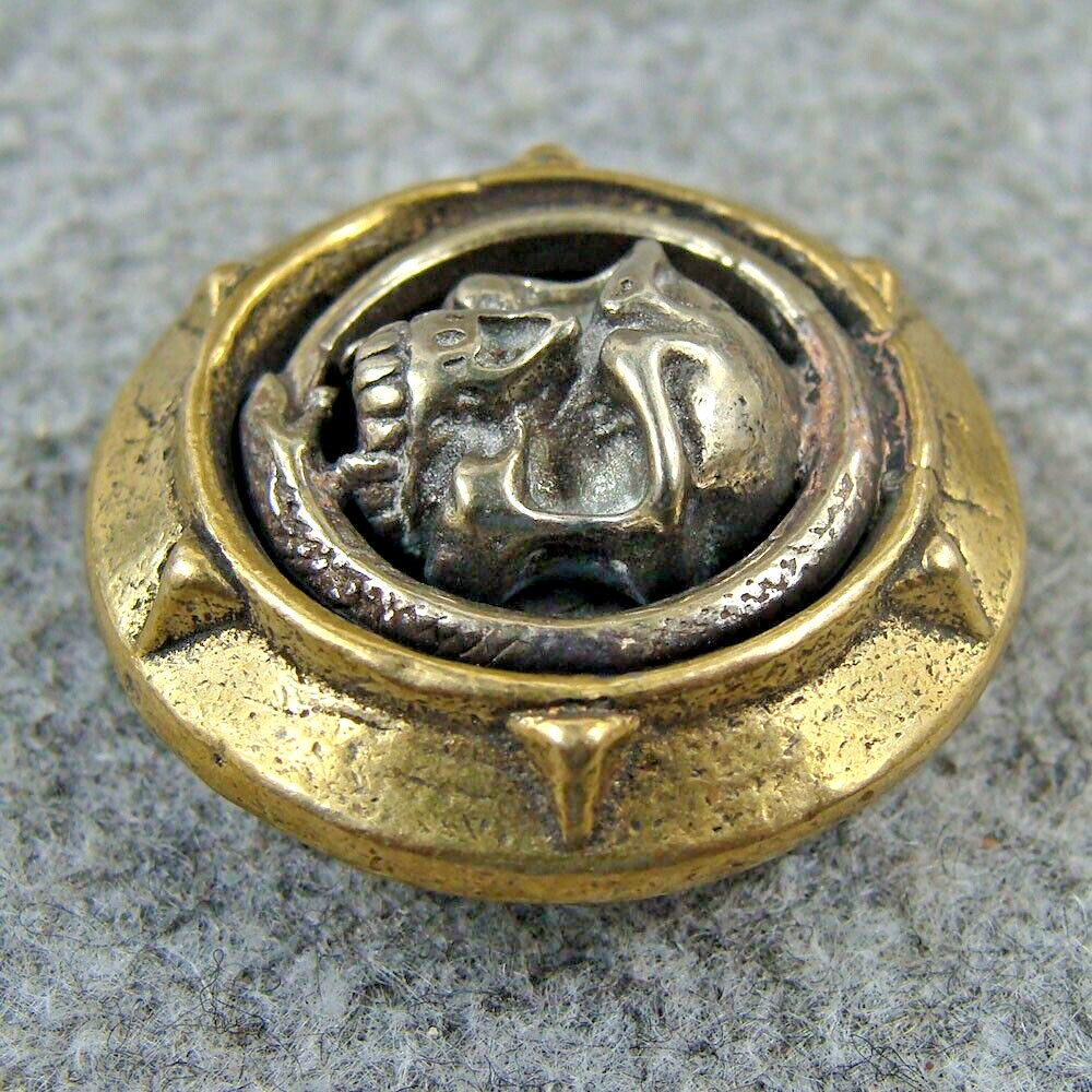 2pcs Brass & White Copper Skull Bag Wallet Buckle Conchos Rivet Stud Punk Screw