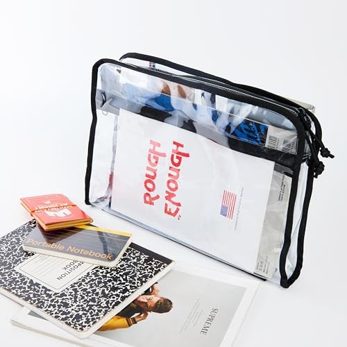 Rough Enough Plastic File Folder Clear Document Bag Organizer Art Black