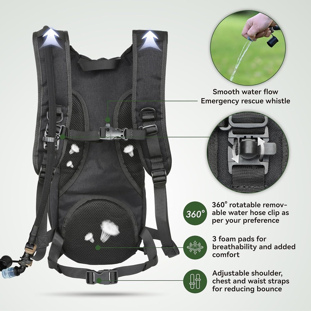 Hydration backpack with 3L TPU water bag, military backpack