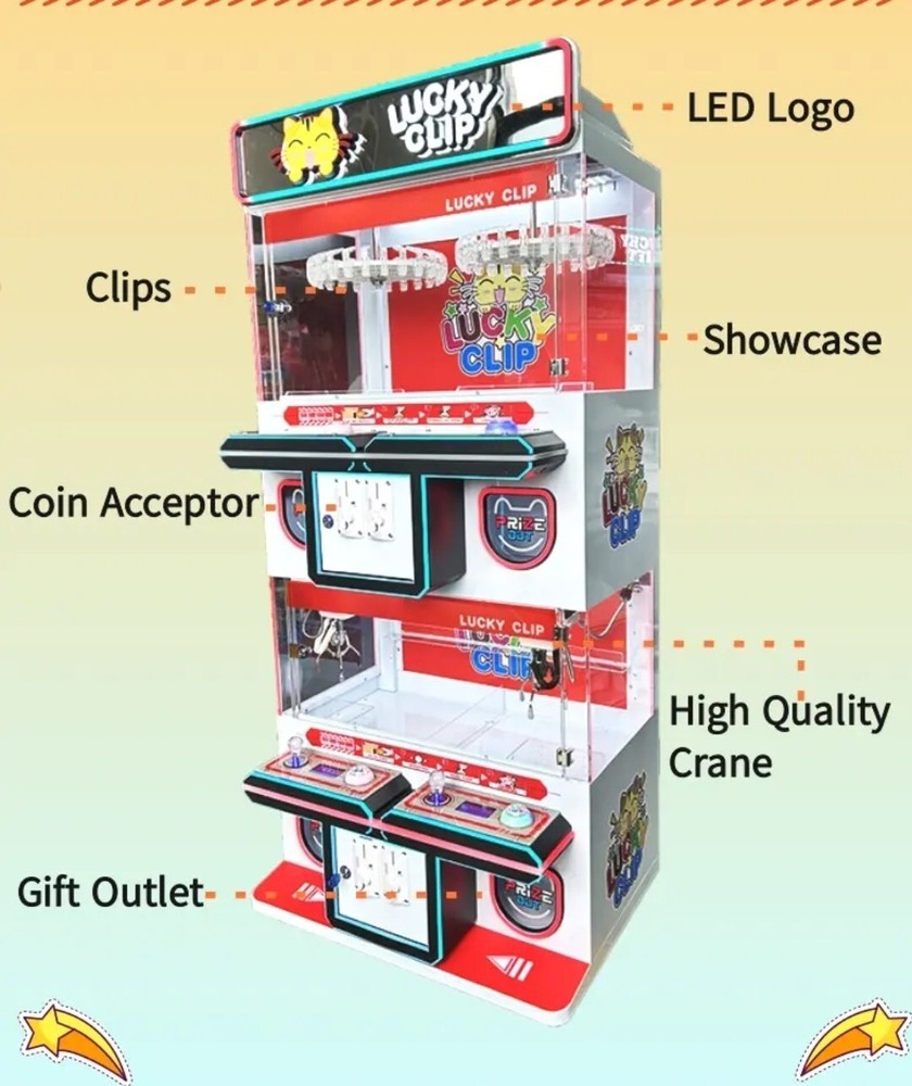 Rotating Spinning 25 Clip Prize Skill Redemption Claw Machine Arcade Combo (4)