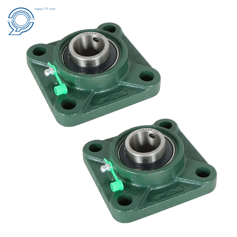 2 Pack UCF205-16 1" Bore Solid Base Pillow Block Flange Mounted Bearing 4 Bolt