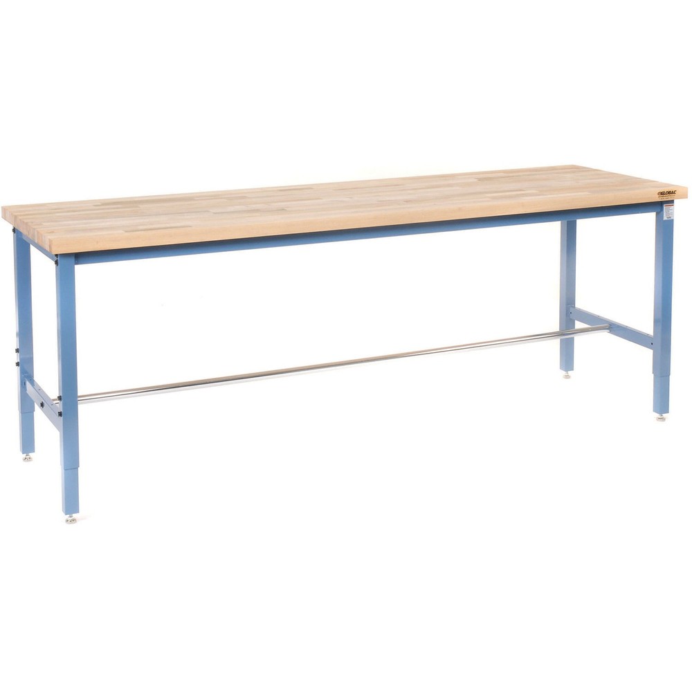 Production Workbench - Maple Butcher Block Square Edge - Blue 96"W x 30"D