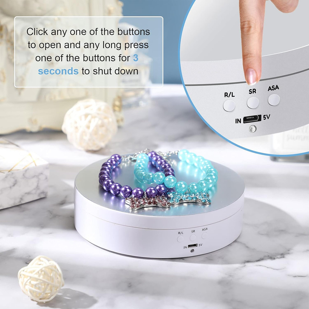 Rotating Display Stand 5.4" /6.6 Lbs Load Motorized Spinning Platform Rotating B