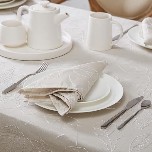 Laura Ashley Tablecloth Raised Woven 102" x 60" (Rectangular) Maple Taupe