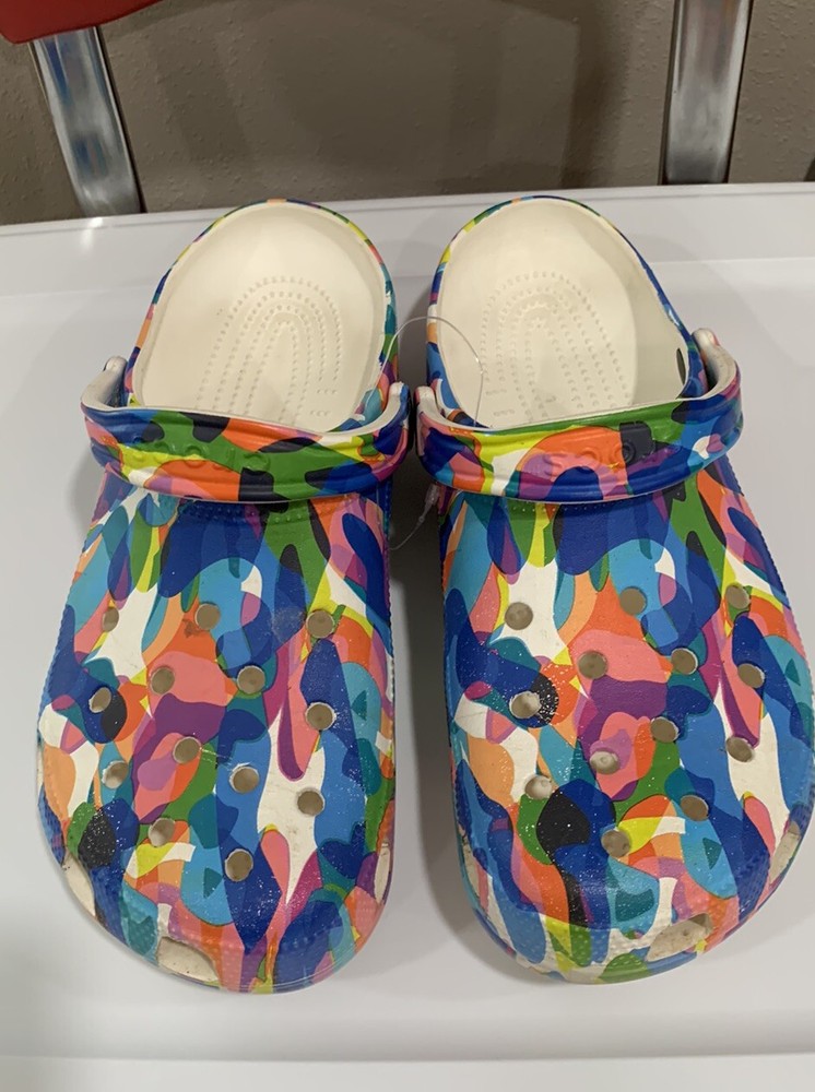 Crocs Classic Confetti Bubble Block Clogs White Multi Color M 10 W 12