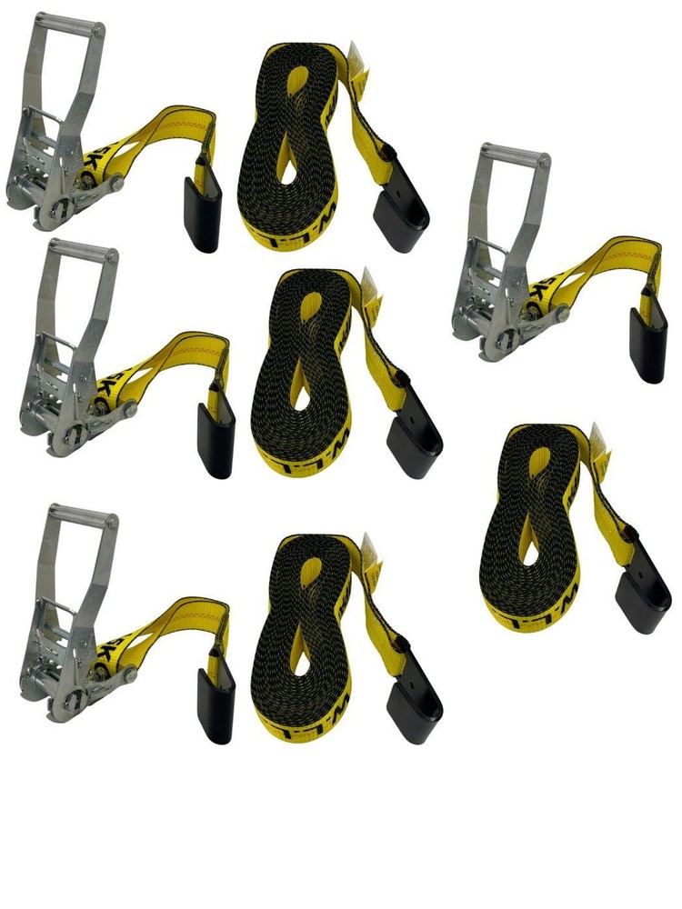 2"X30' Ratchet Strap with Flat Hook 4 Pack