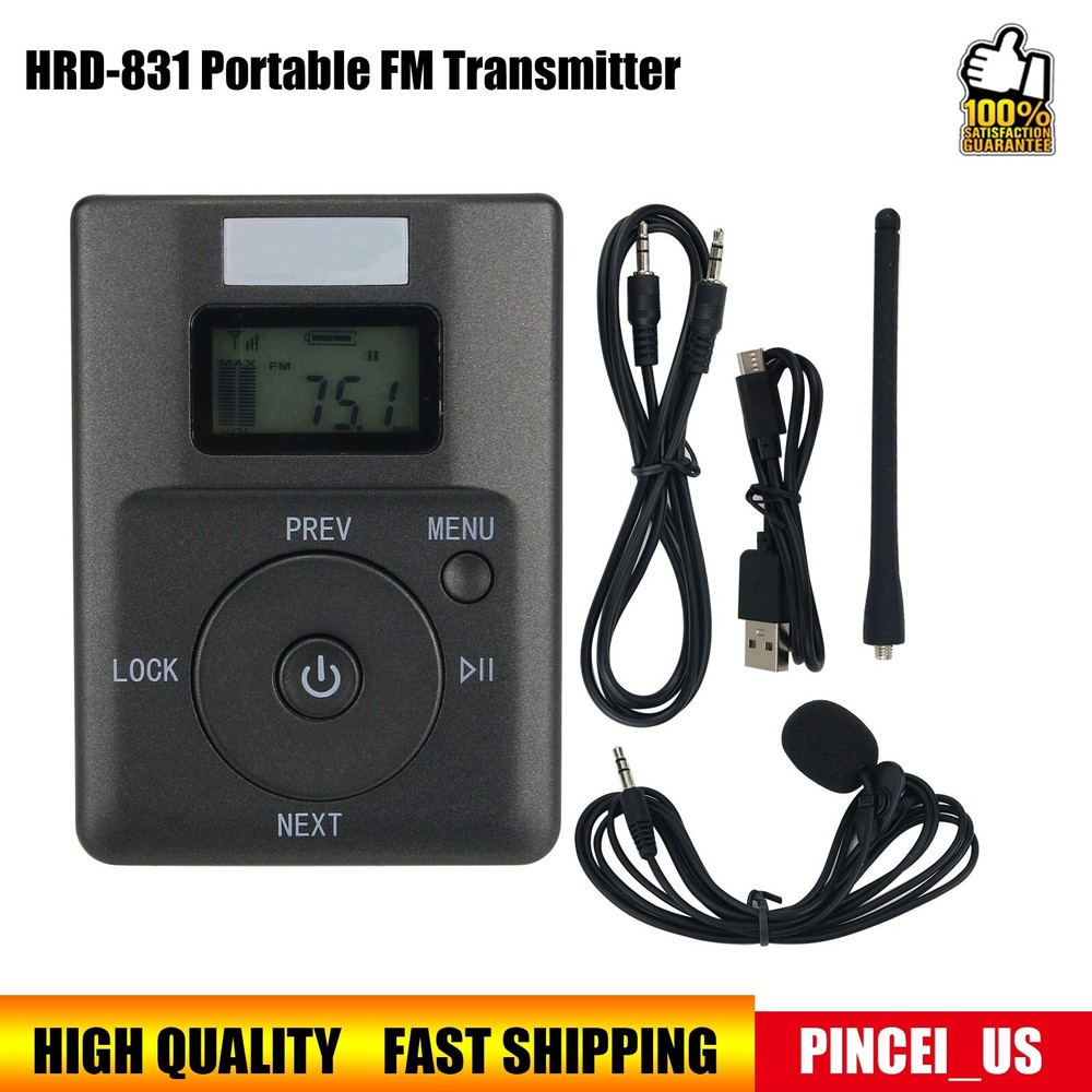 HRD-831 FM Transmitter Broadcast w/ Mic 500M Transmitting Support TF Card Micro