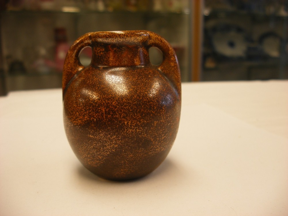 Vintage Primitive Miniature Stoneware 2 1/2" Two Handled Storage Jar