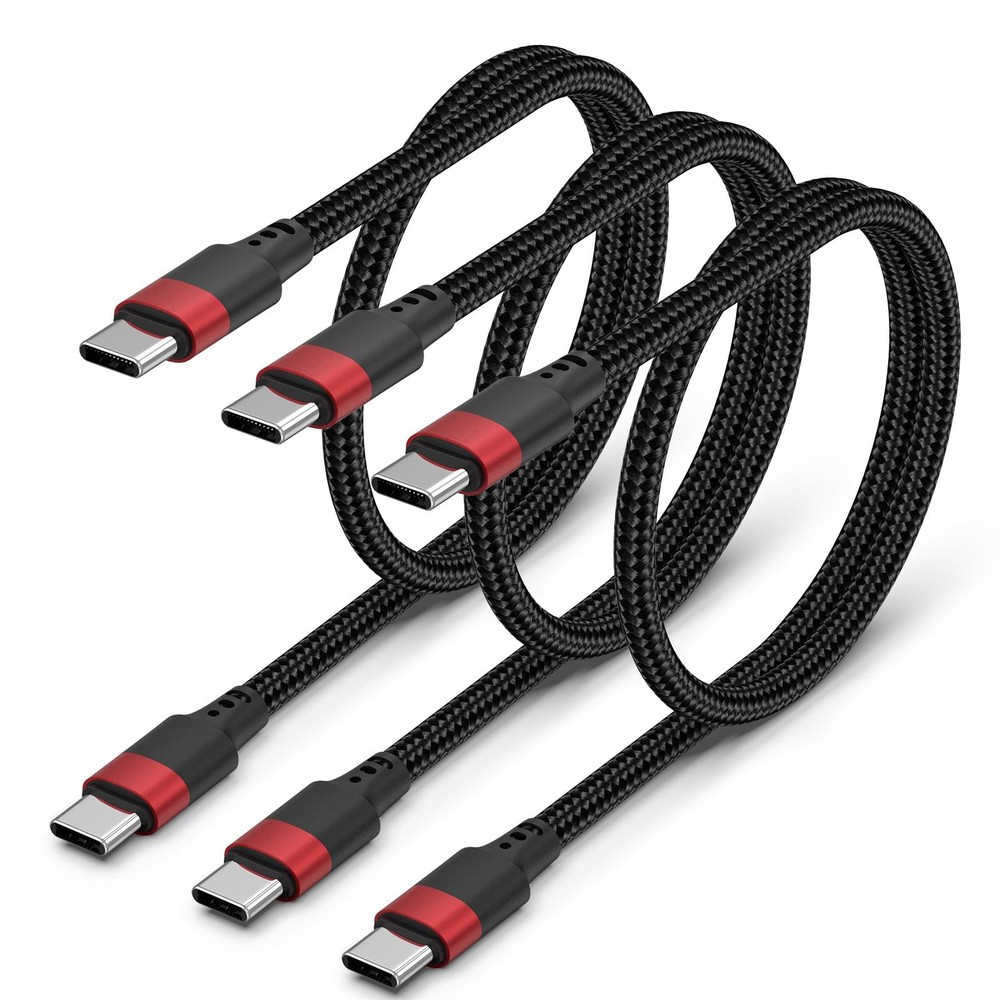 Vienceen 2ft Type C Cable, USB C Cable 2 Feet 3-Pack Braided, 2FT, Black