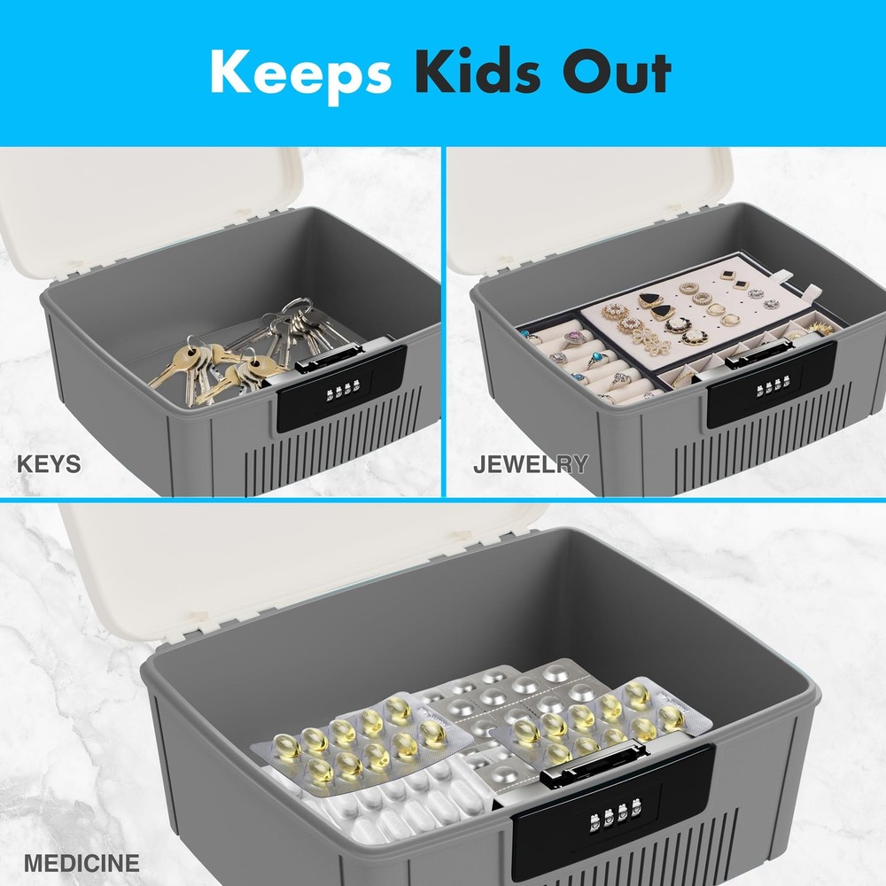Heavy Duty Storage Box with 4 Digit Combination Lock Stackable Organizer