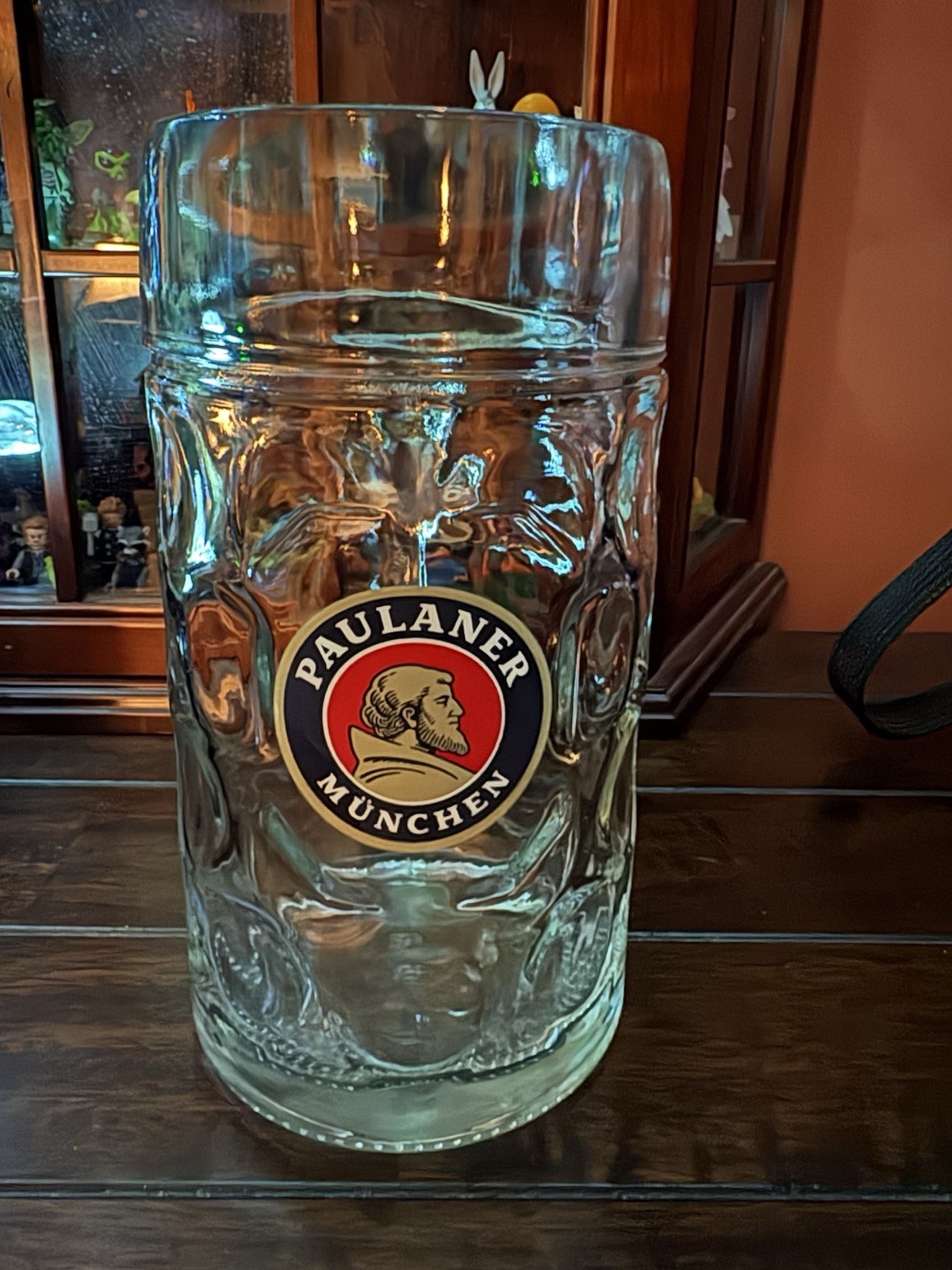 PAULANER Munchen, Germany LARGE & HEAVY 1 LITER Glass Beer Mug German Stein