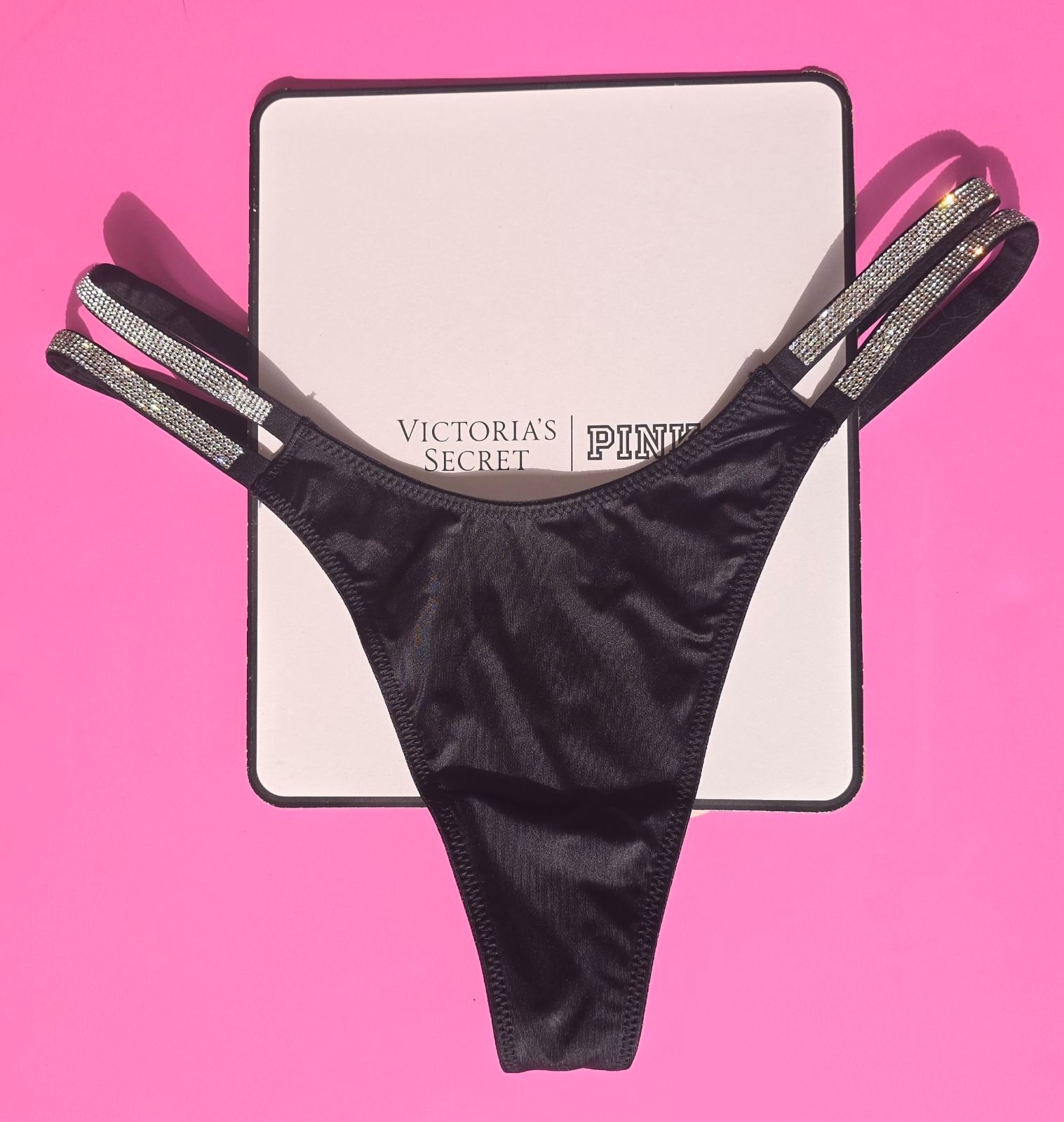 Victoria's Secret Shine Strap Thong Very Sexy Bling Panty Rhinestone NWT
