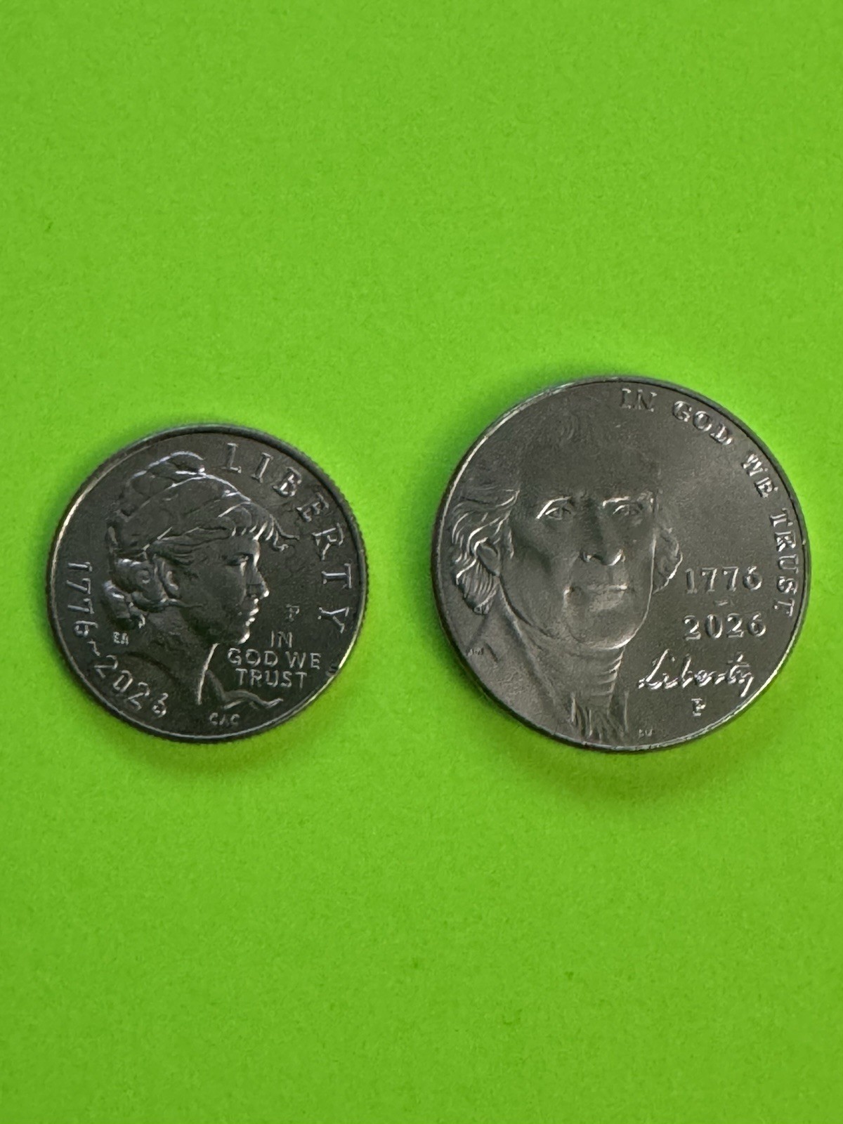 semiquincentennial 1776-2026 P Dime And Nickel 1 Year ONLY