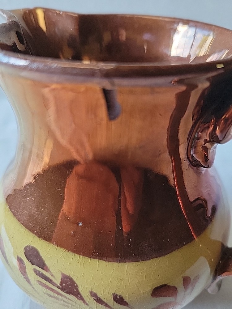 Pink Copper Lusterware Pitcher with hand painted Band