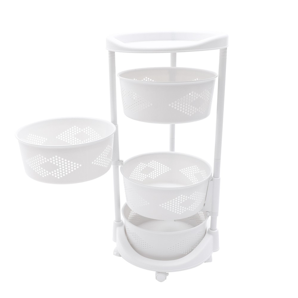Multi-Layer Kitchen Storage Cart Rotating Basket Vegetable Rack Storage Shelves
