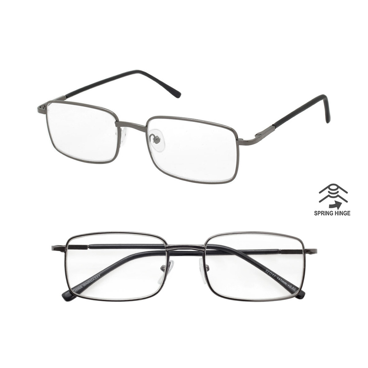 Reading Glasses Mens Womens Metal Reading Glasses 2 PACK Square Frame Readers