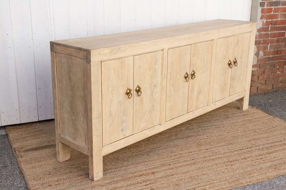 Long Rustic Modern Bleached Elm Sideboard