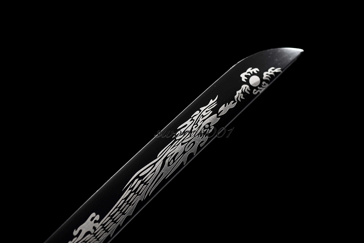 Handmade Black Blade Japanese Samurai Katana Sword 1095 High Carbon Steel Sharp