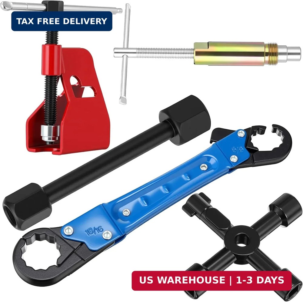 5 Pcs Angle Stop Wrench Kit Plumbing Tool, Compression Sleeve Puller for 1/2" Co