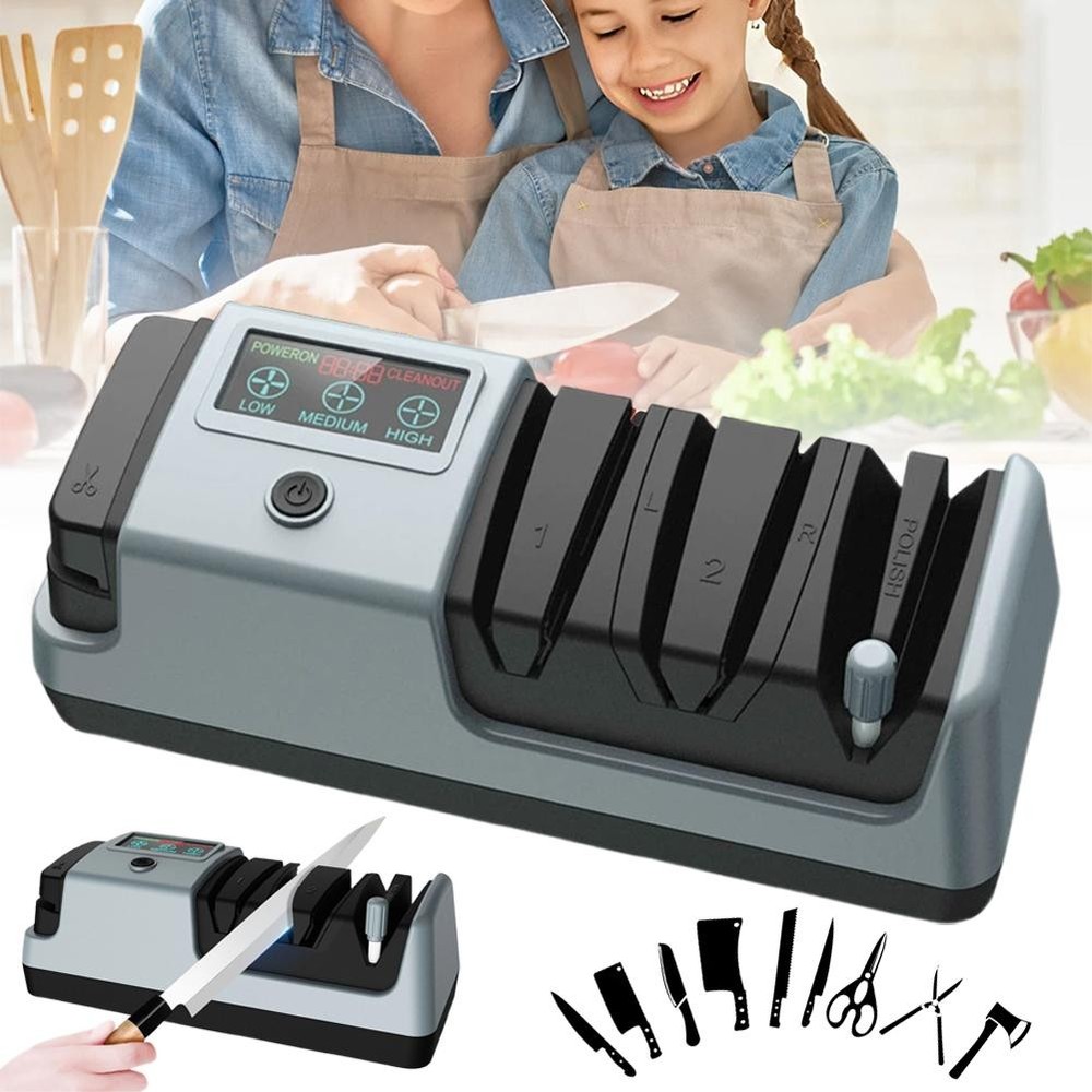 5 in 1 Electric Knife Sharpener-3 Rotational Speed Adjustable Knife Sharpener